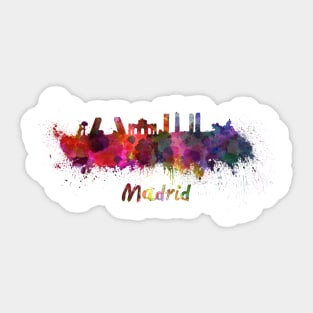 Madrid skyline in watercolor Sticker